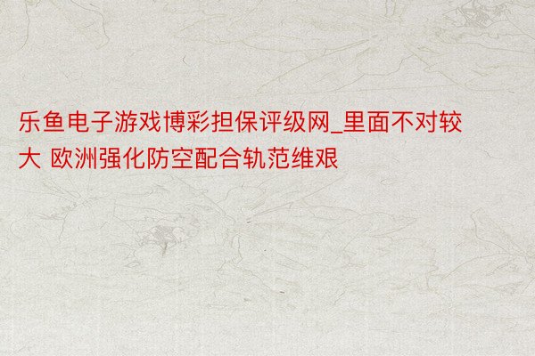 乐鱼电子游戏博彩担保评级网_里面不对较大 欧洲强化防空配合轨范维艰