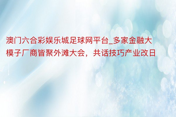 澳门六合彩娱乐城足球网平台_多家金融大模子厂商皆聚外滩大会，共话技巧产业改日