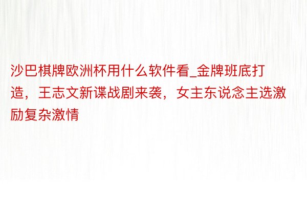 沙巴棋牌欧洲杯用什么软件看_金牌班底打造，王志文新谍战剧来袭，女主东说念主选激励复杂激情